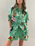 Ensemble Floral Surdimensionné Femme Polyester Court