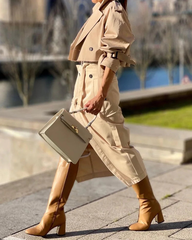 Ensemble Tailleur Femme Chic Manteau Jupe 4