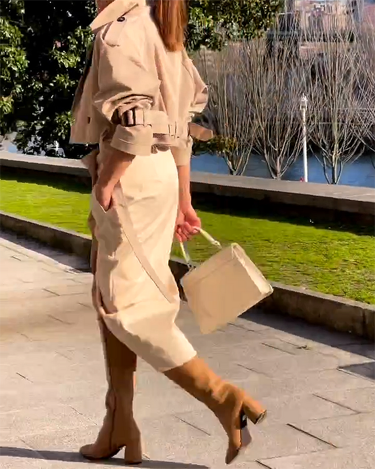 Ensemble Tailleur Femme Chic Manteau Jupe 5