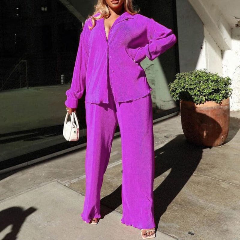 Ensemble Tailleur Femme Chic Pantalon Ample 4