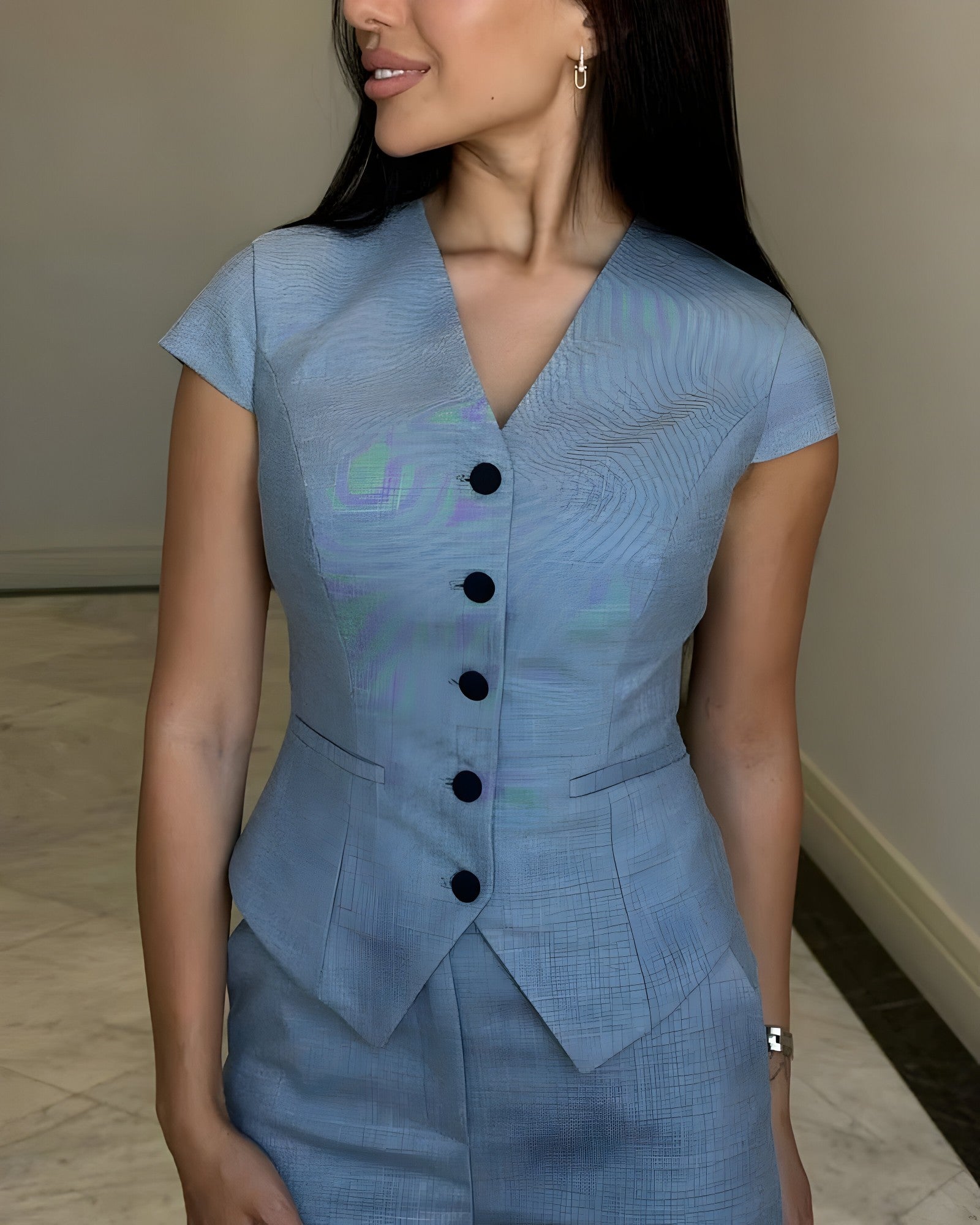Ensemble Tailleur Femme V-Haut et Pantalon