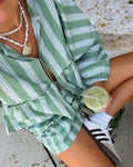 Gestreiftes Sommer-Set für Damen Baumwolle Komfort und Stil