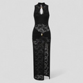 Transparentes Spitzen-Abendkleid mit hohem Schlitz Lara für Damen