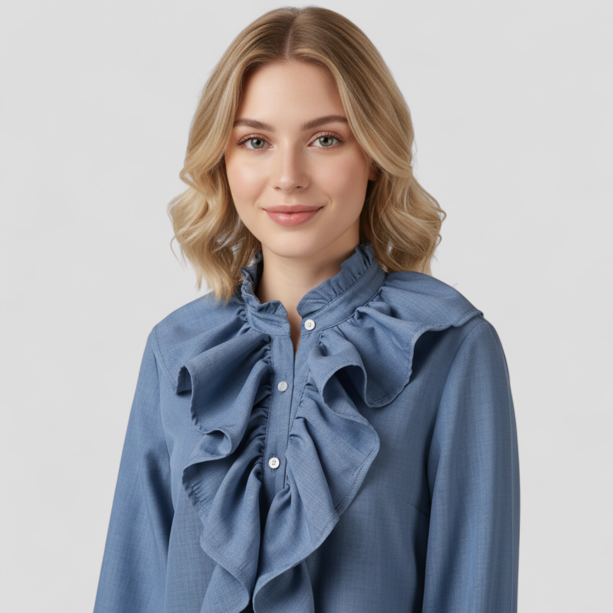 Blouse Élégante à Volants avec Manches Statement Femme