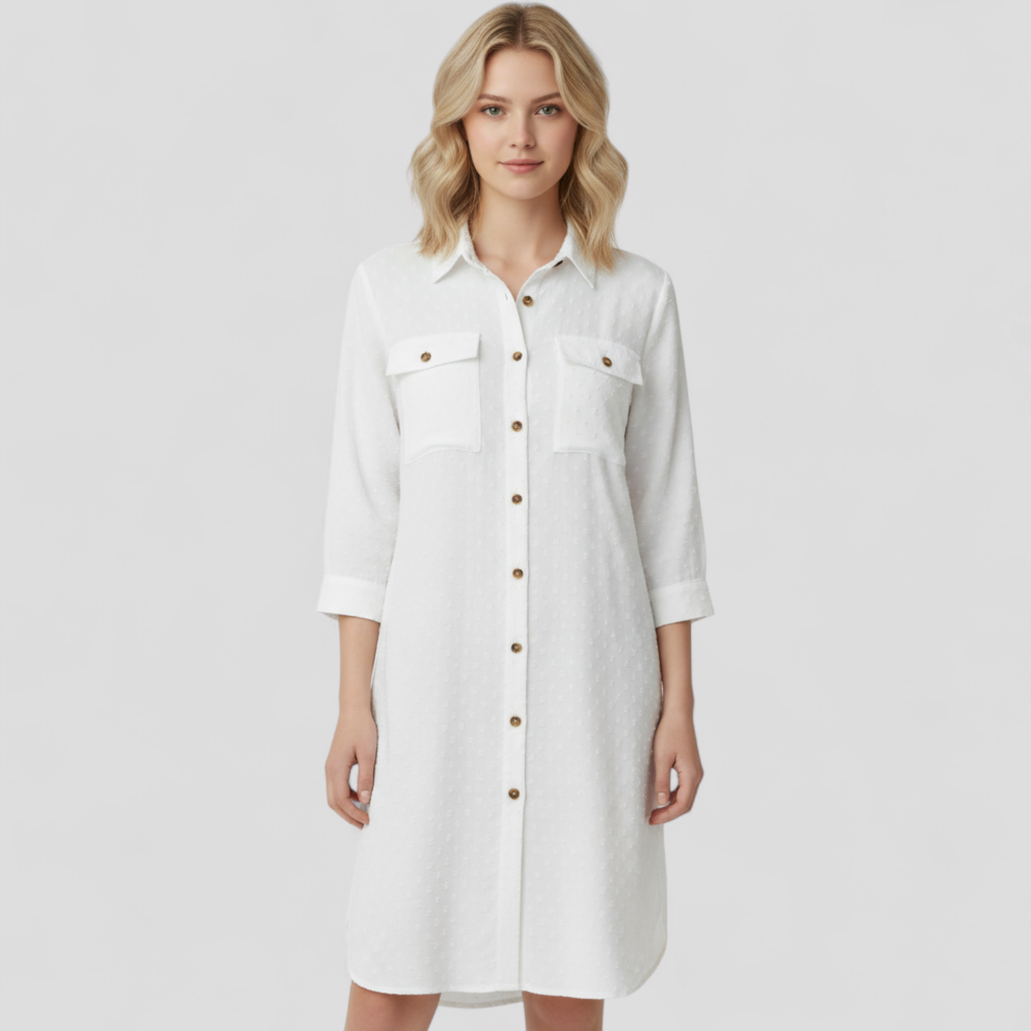 Damenbluse mit Punkten aus leichtem Stoff, feminine Mode