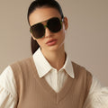 Lunettes de soleil Femmes Vintage à Demi-Cadre