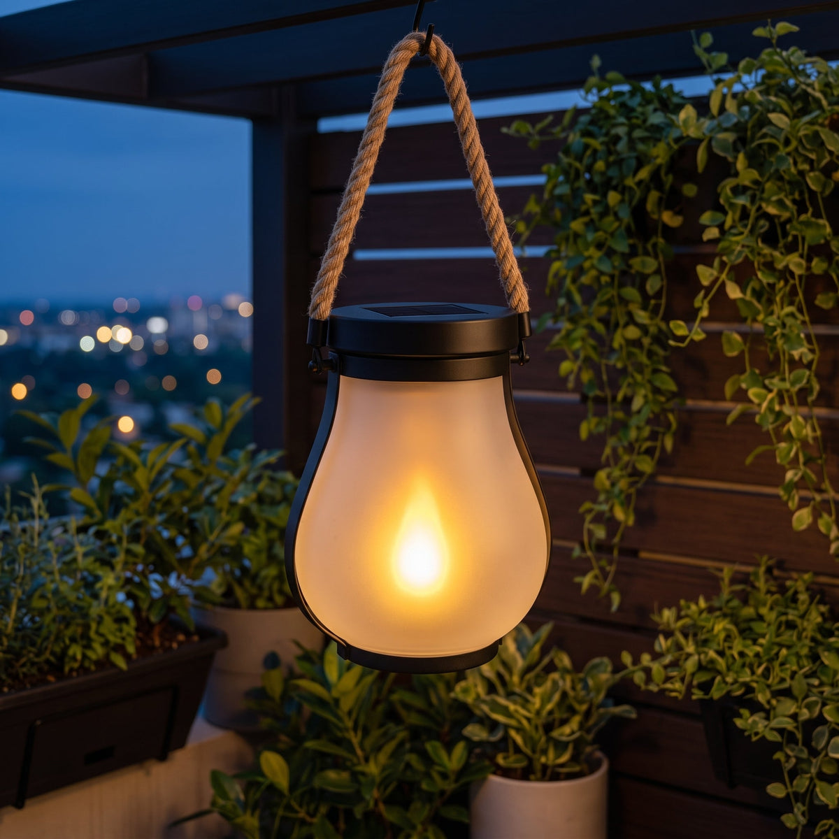 Lanterne de Jardin Solaire Effet Flamme – Lumière LED Extérieure Étanche