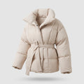 Manteau Doudoune Femme Ceinturé à Col Montant