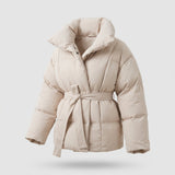 Manteau Doudoune Femme Ceinturé à Col Montant