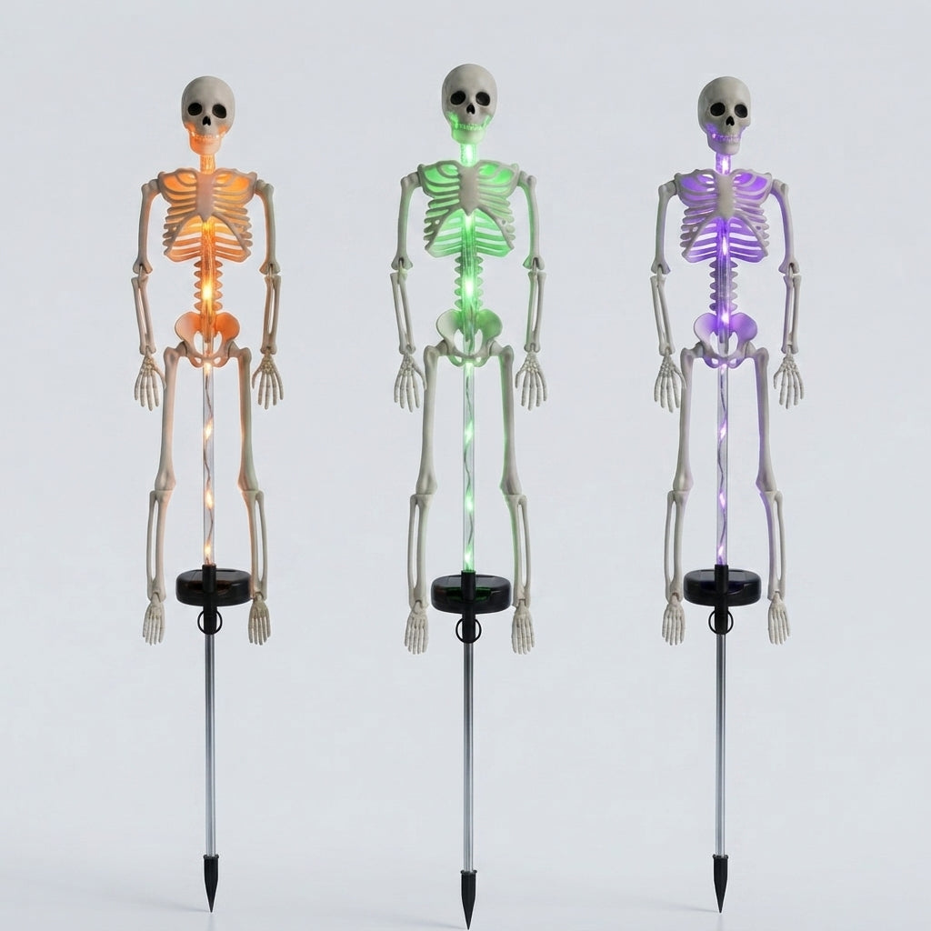 Piquet de Jardin Squelette Solaire Lumineux - Décor LED Halloween Extérieur