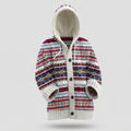 Cardigan en Tricot à Capuche avec Motif Fair Isle pour Femme