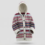 Cardigan en Tricot à Capuche avec Motif Fair Isle pour Femme