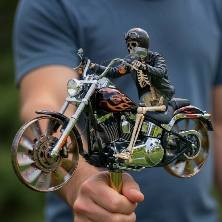 Girouette de Jardin Squelette Motard