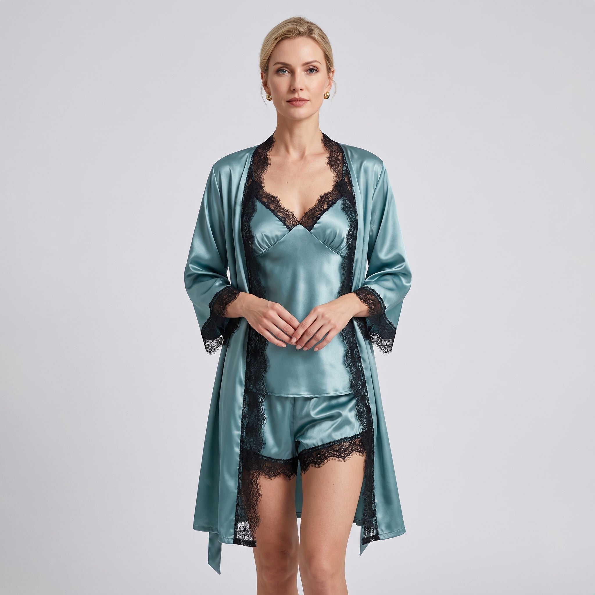 Pijama damă satin 2 piese elegant, confortabil și moale