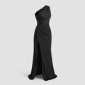 Robe Longue Satin Asymétrique Une Épaule Femme