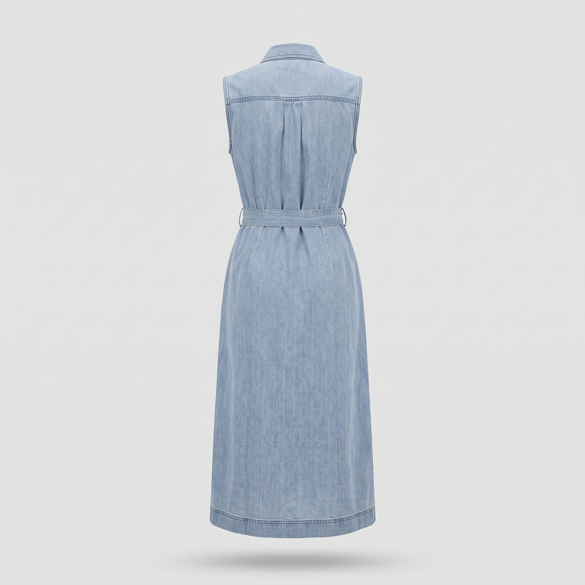 Rochie lungă din denim pentru femei, fără mâneci, design șic