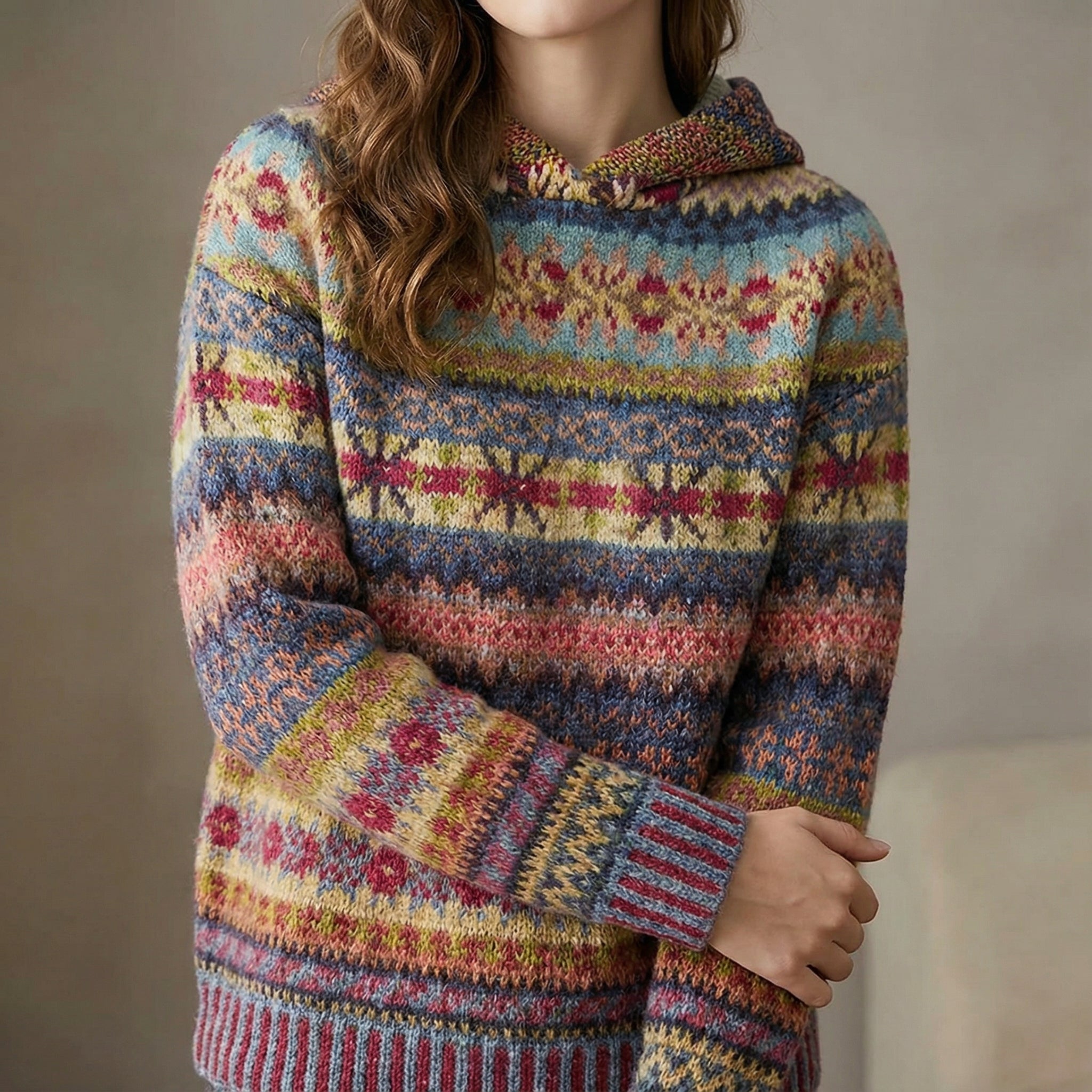 Pull Femme Ethnique et Chaud Mode Féminine Style Élégant