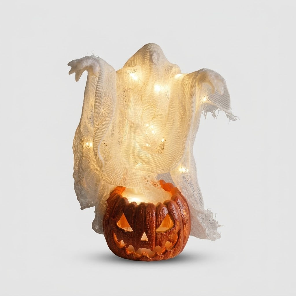 Lampe Citrouille Fantôme Géante Lumineuse LED - 130cm