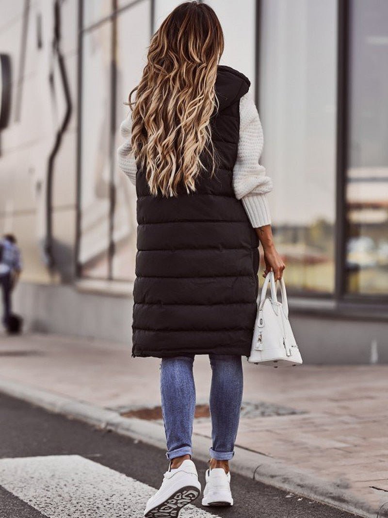 Gilet Long Femme Sans Manche Élégant 1