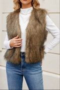 Gilet Fourrure Femme Élégant Superposé Fausse Fourrure Douce