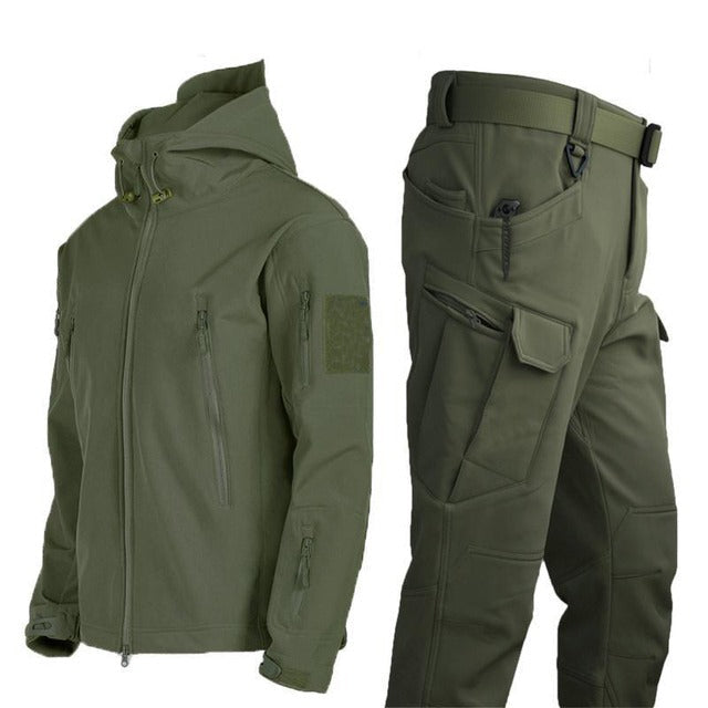 Ensemble Outdoor Homme - Veste d'Hiver Matelassée avec Capuche et Pantalon Cargo