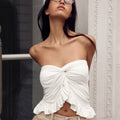 Haut Bustier Torsadé Femme Cour Blouses et Chemises
