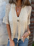 Haut Tricoté Polyester Col En V Femme Pulls et gilets