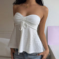 Haut Femme Bustier Sans Bretelles Broderie