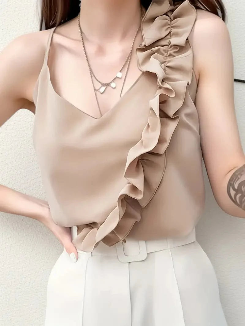 Haut Femme Élégant Sans Manches Col V 0