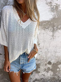 Haut Femme Polyester Décontracté à V Basique Mode Femme