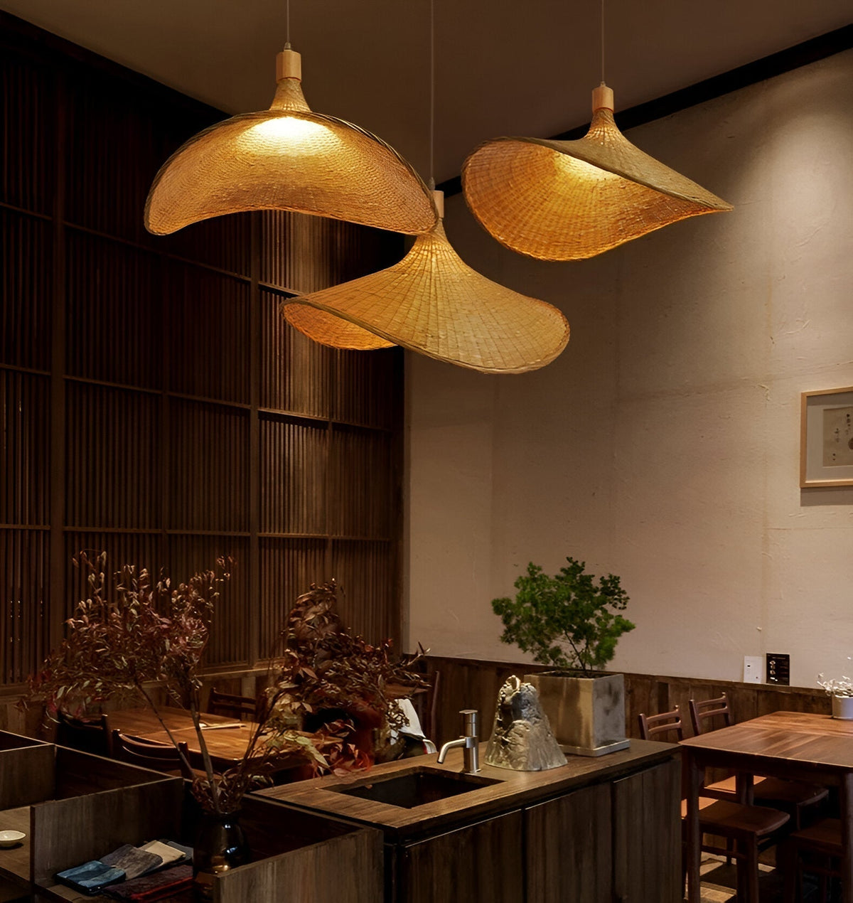 Handwoven Rattan Dome Pendant Light