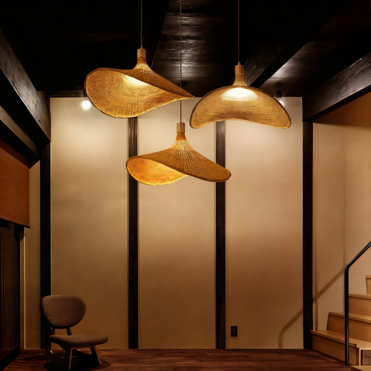 Handwoven Rattan Dome Pendant Light