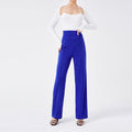 Pantalon Fluide Femme en Polyester à Jambes Larges