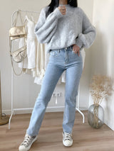 Blugi damă slim fit din denim cu paiete
