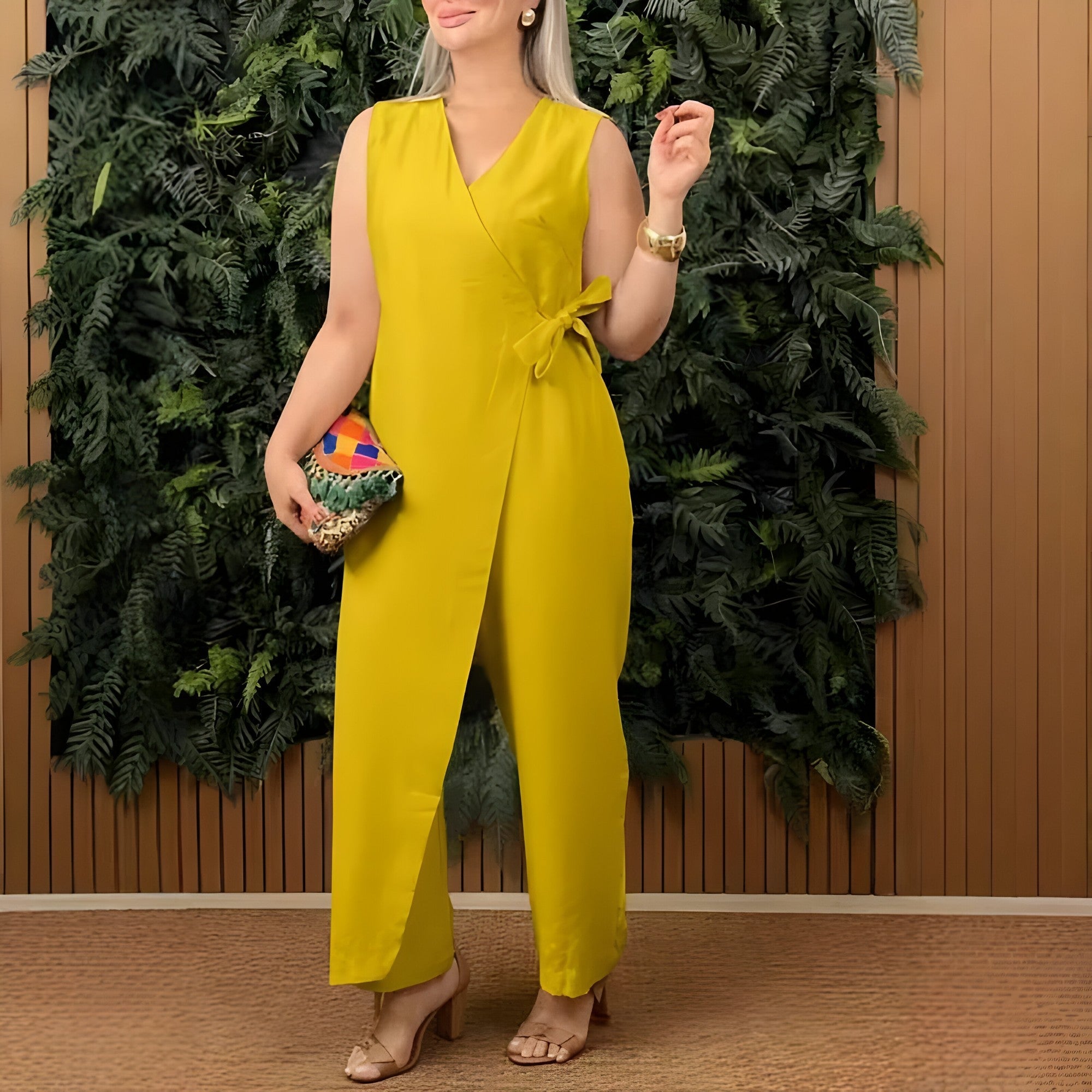 Jumpsuit Élégant avec Design Wrap Femme Combinaisons