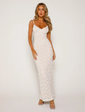 Robe longue moulante en dentelle florale Femme