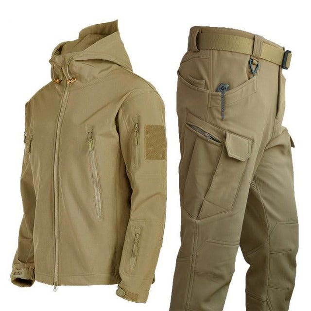 Ensemble Outdoor Homme - Veste d'Hiver Matelassée avec Capuche et Pantalon Cargo