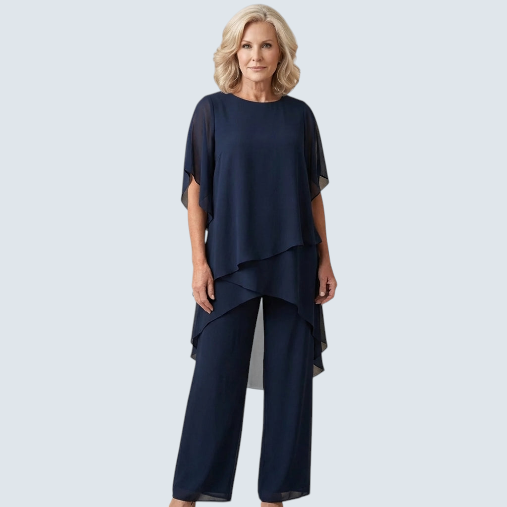 Ensemble deux pièces femme superposition, drapé et chic