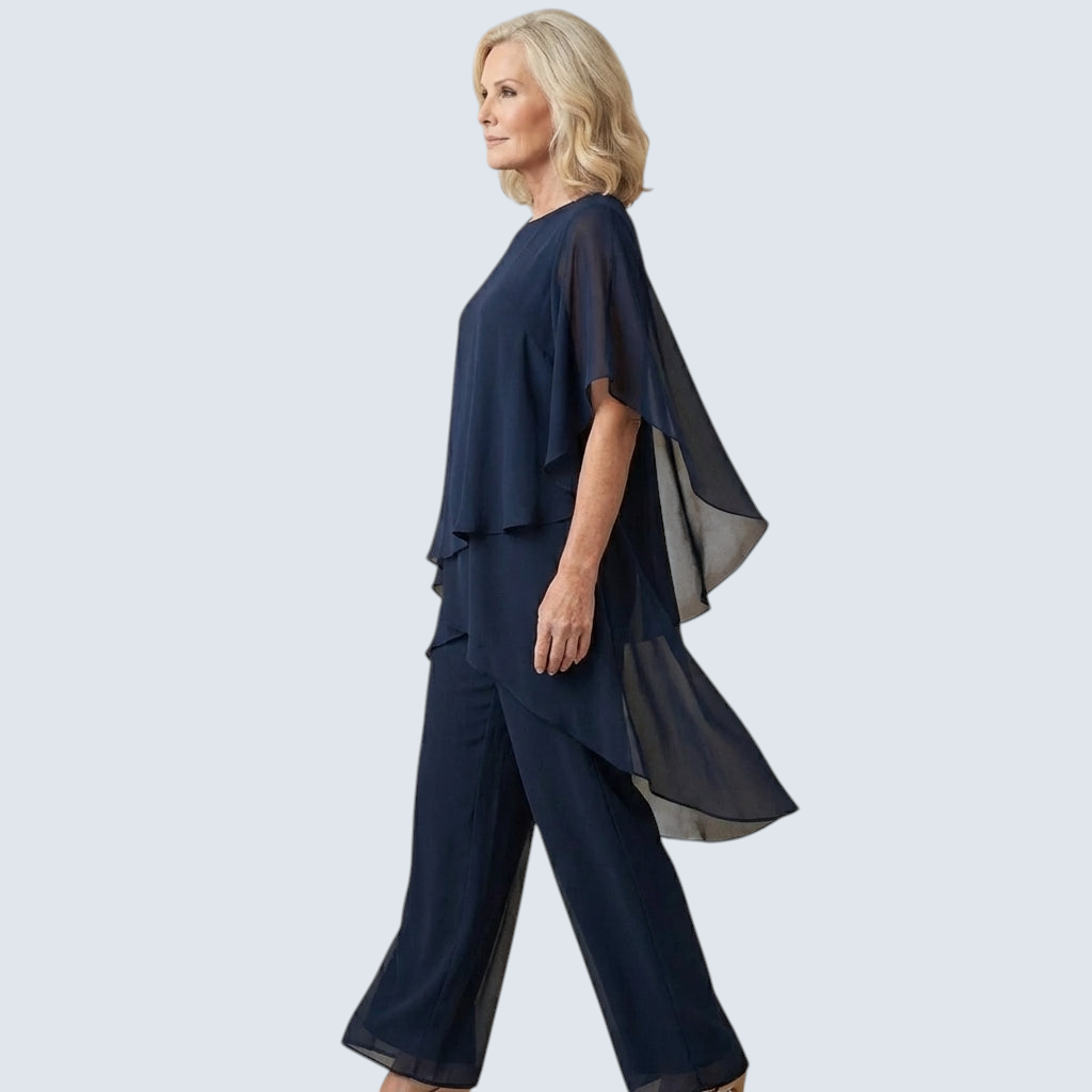 Ensemble deux pièces femme superposition, drapé et chic