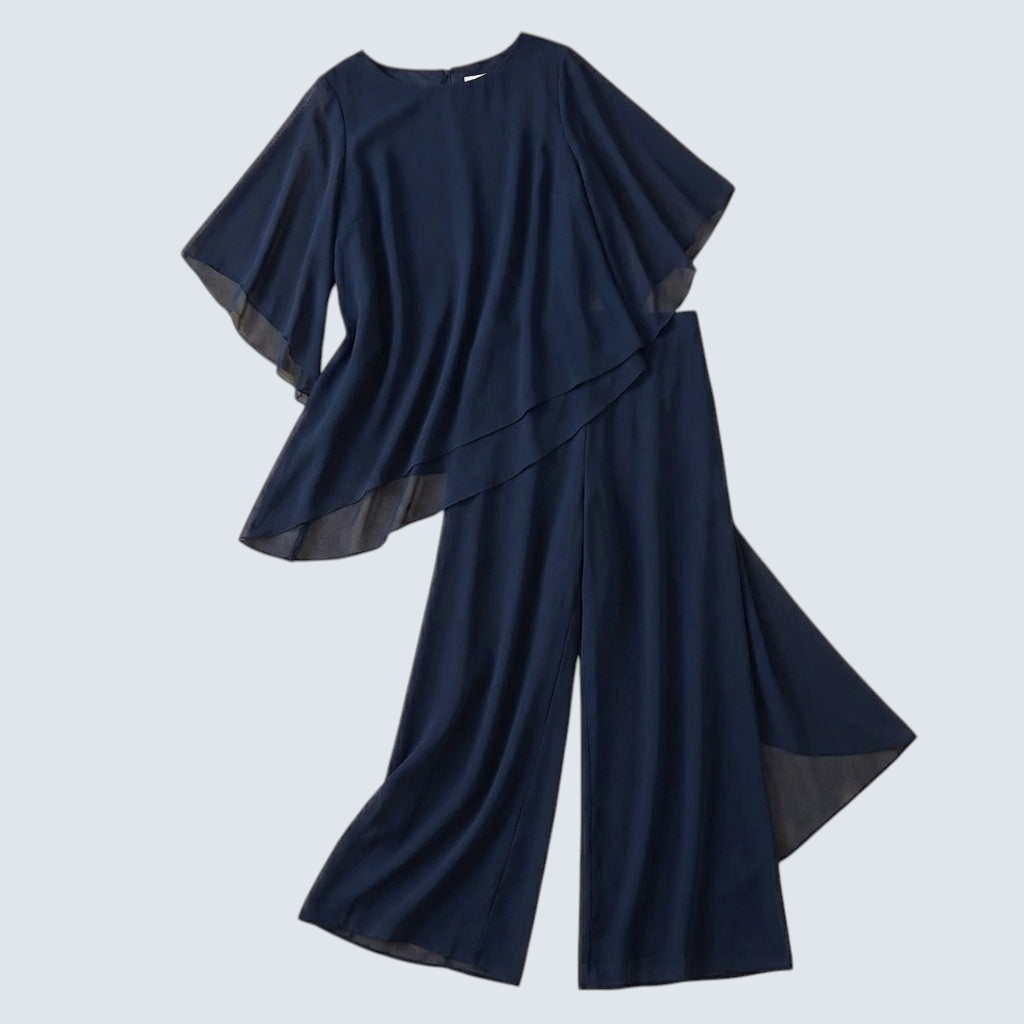 Ensemble deux pièces femme superposition, drapé et chic
