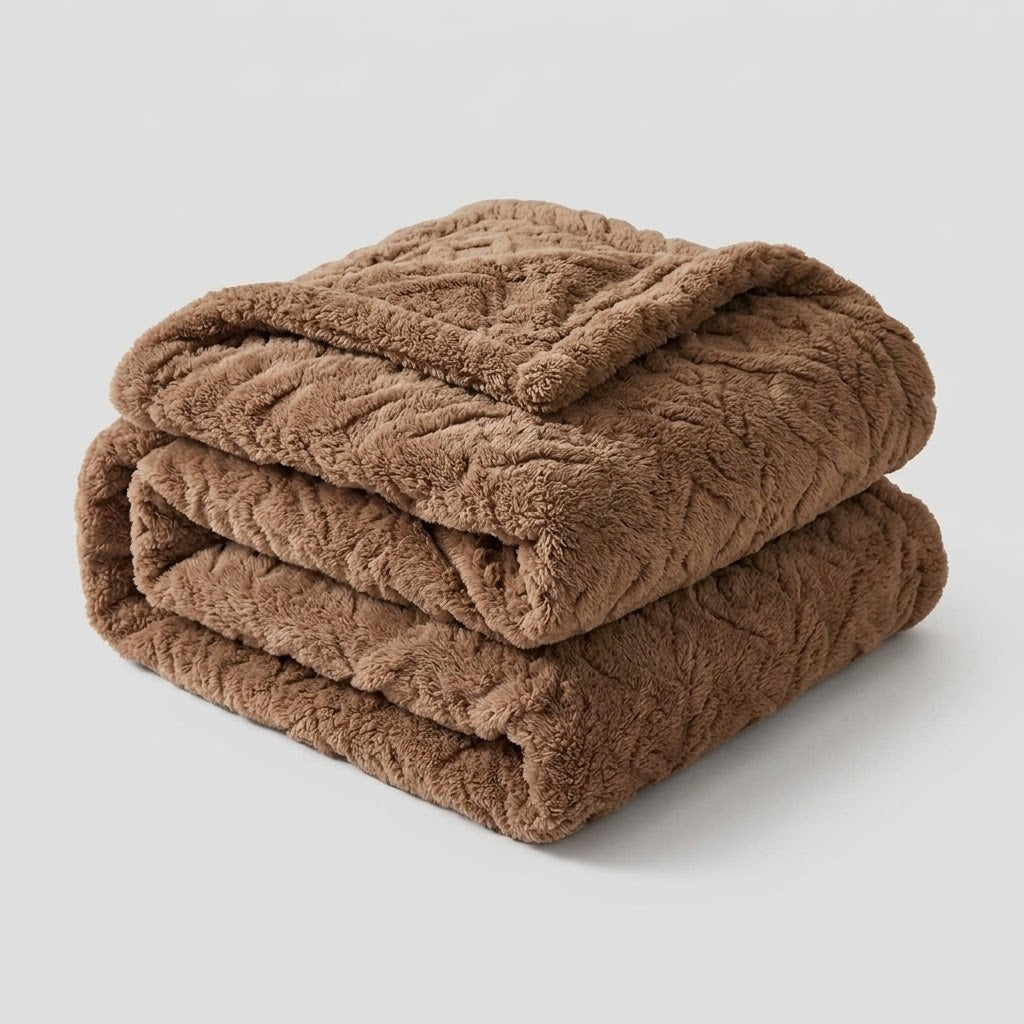 Couverture d'Hiver Épaisse en Laine d'Agneau - Plaid Ultra Chaud