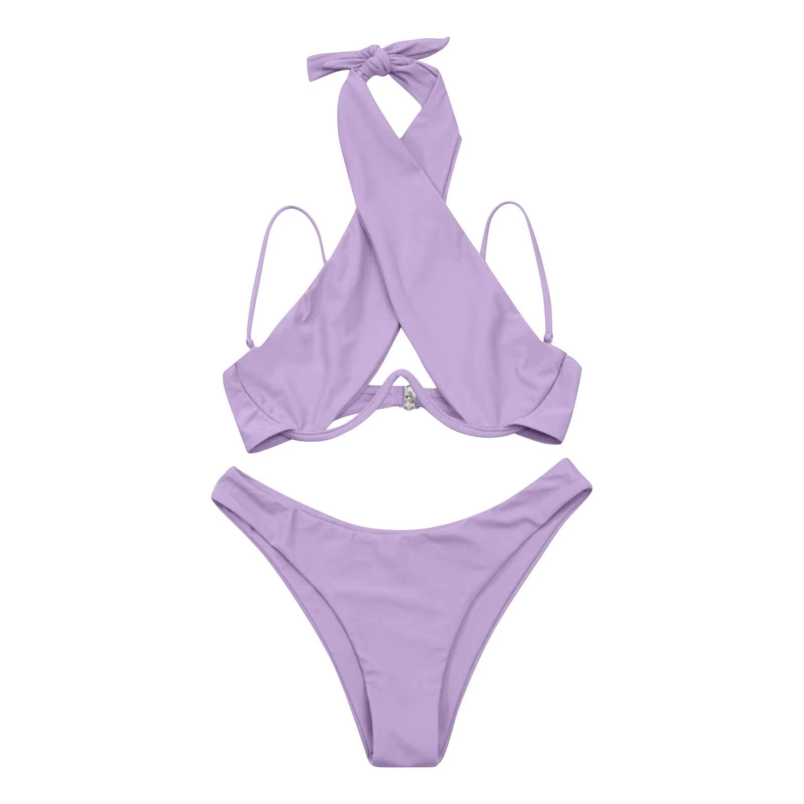 Sexy Maillot de Bain à Découpes avec Col Halter et Design à