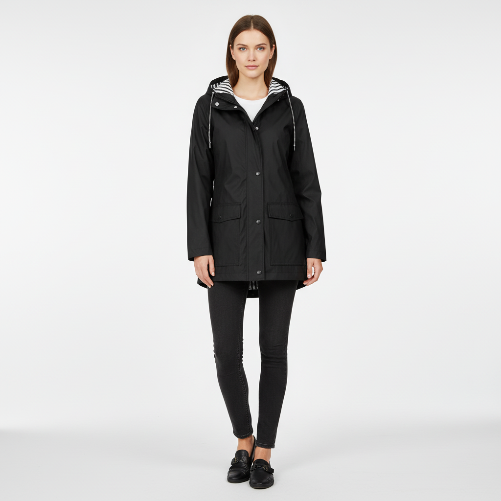 Veste Légère à Capuche Femme avec Doublure Rayée