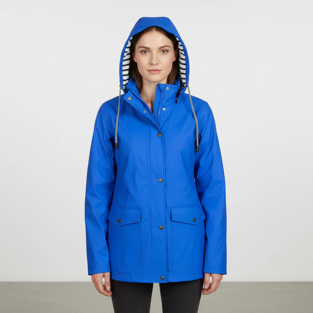 Veste Légère à Capuche Femme avec Doublure Rayée
