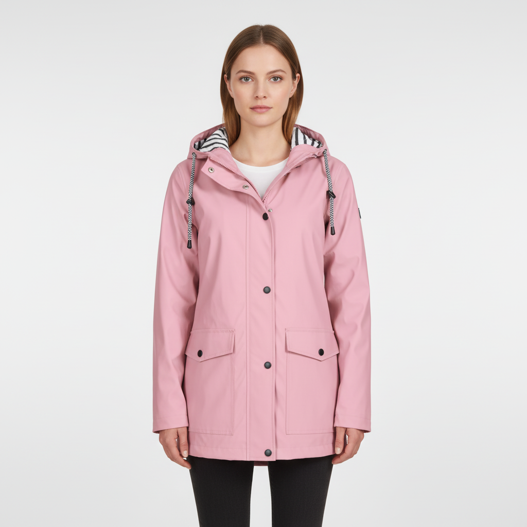 Veste Légère à Capuche Femme avec Doublure Rayée