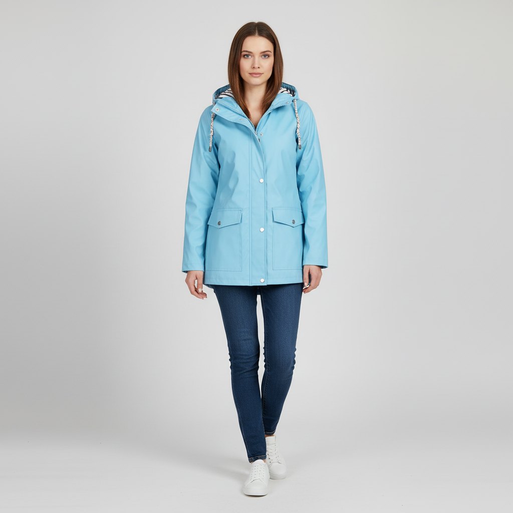 Veste Légère à Capuche Femme avec Doublure Rayée