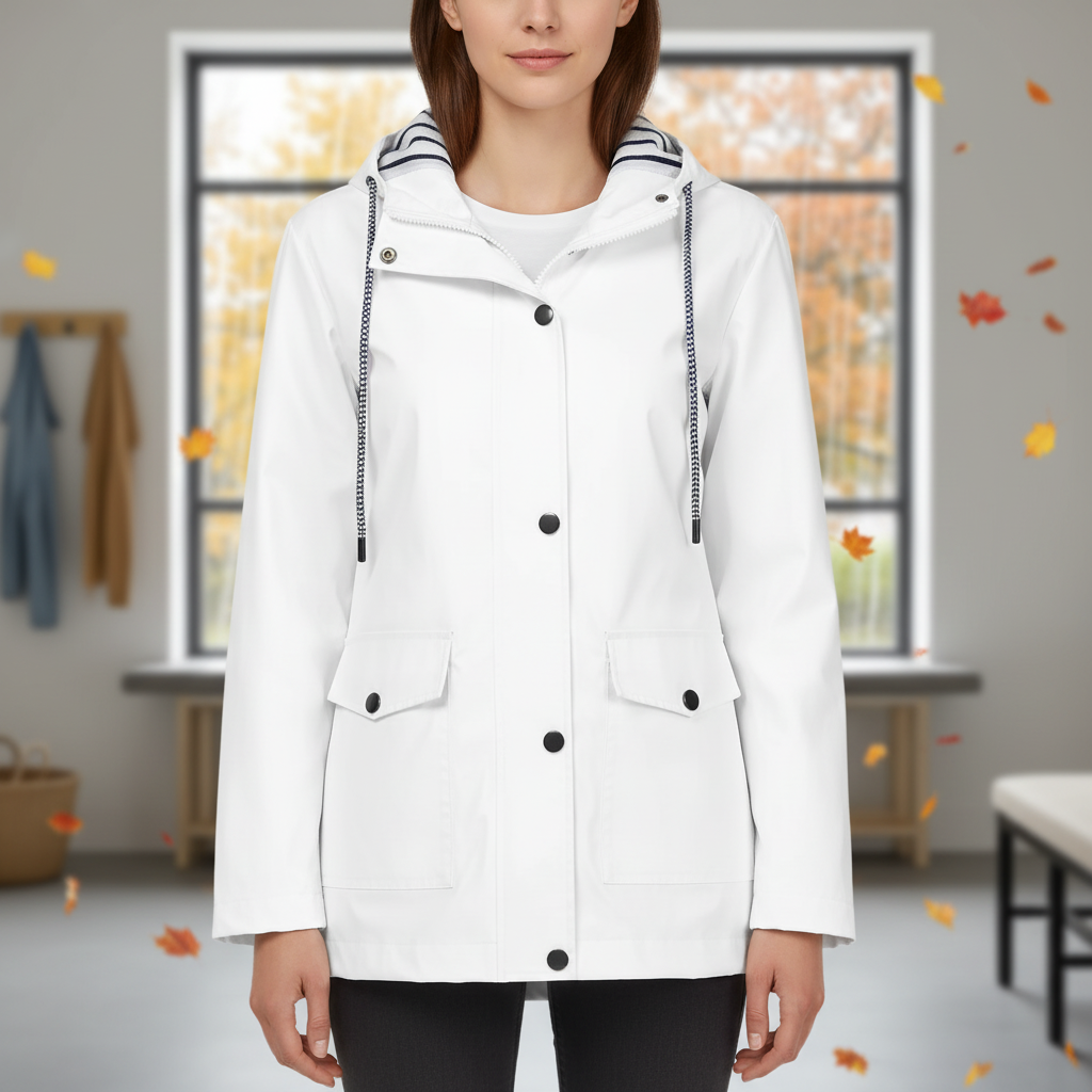 Veste Légère à Capuche Femme avec Doublure Rayée