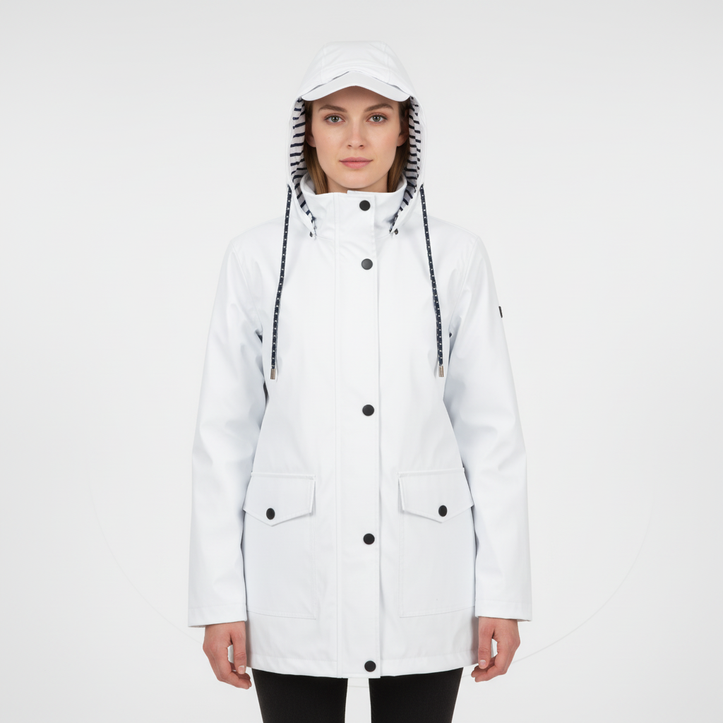Veste Légère à Capuche Femme avec Doublure Rayée