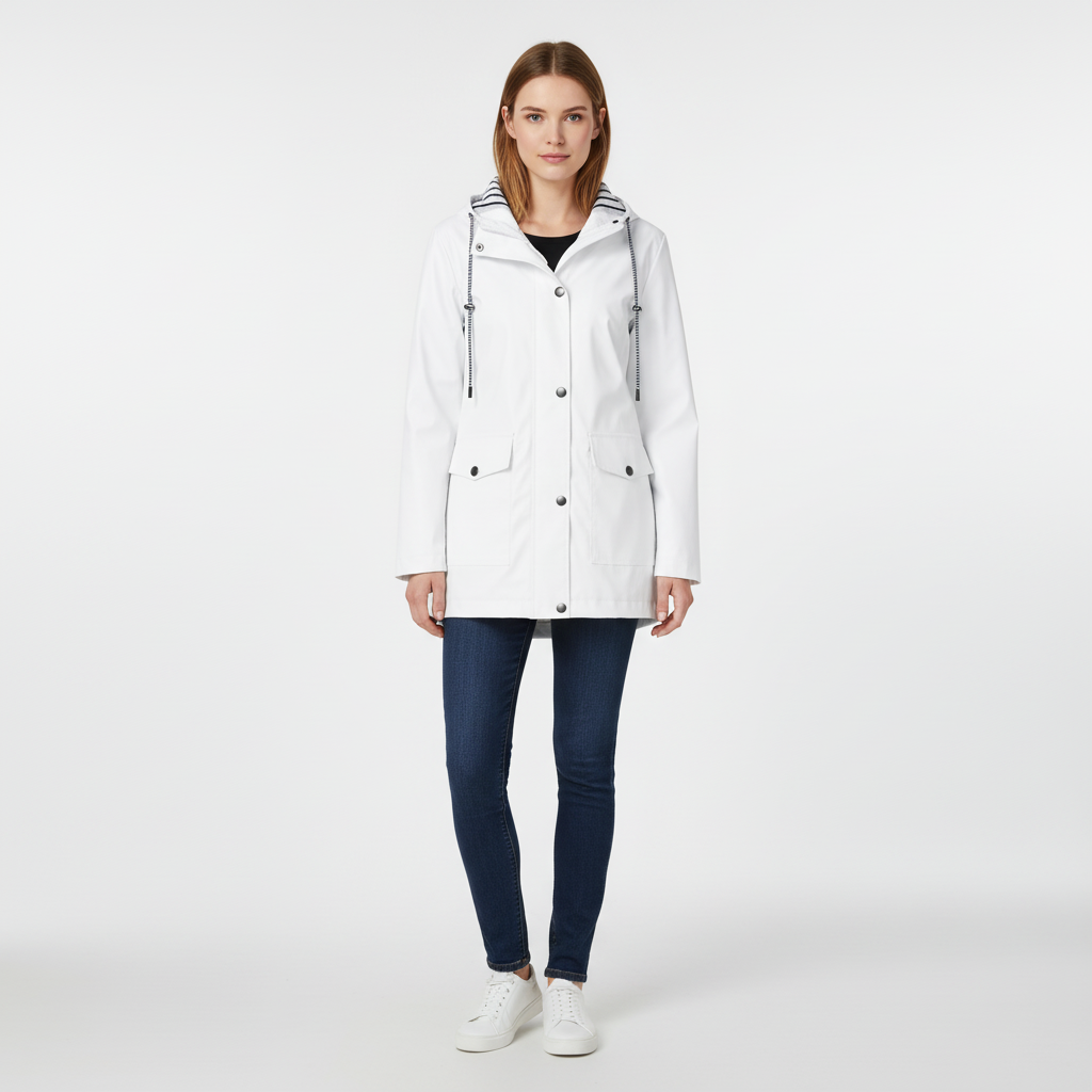 Veste Légère à Capuche Femme avec Doublure Rayée