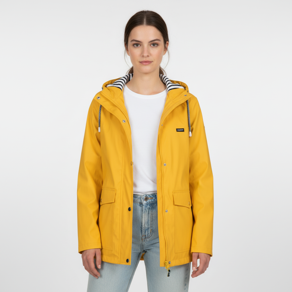 Veste Légère à Capuche Femme avec Doublure Rayée